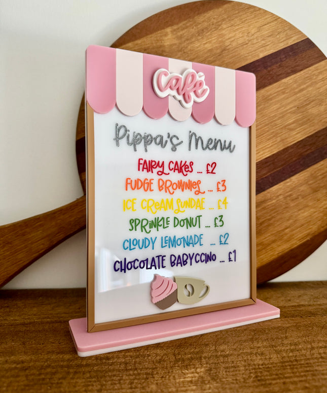 Personalised Acrylic Play Kitchen Menu