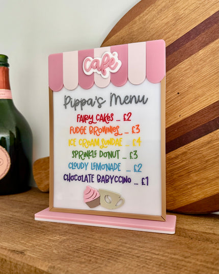 Personalised Acrylic Play Kitchen Menu