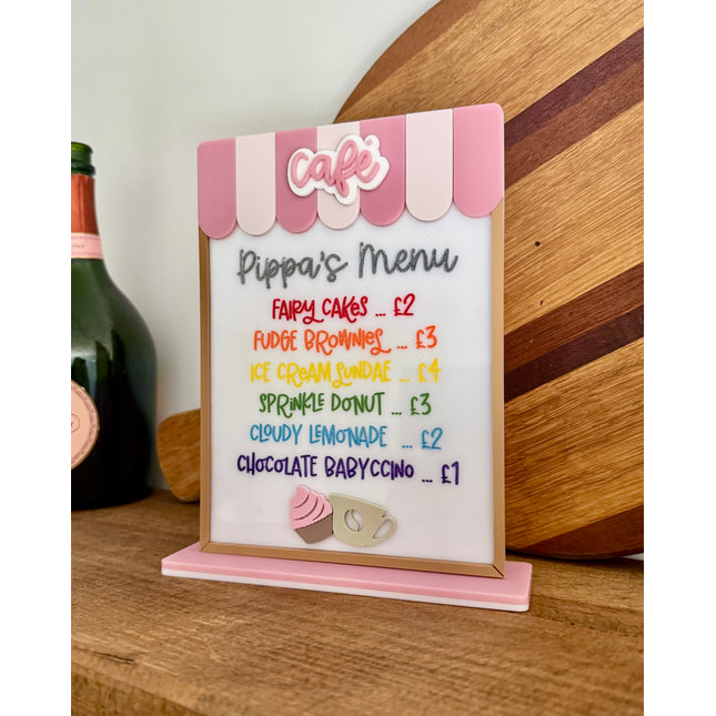 Personalised Acrylic Play Kitchen Menu