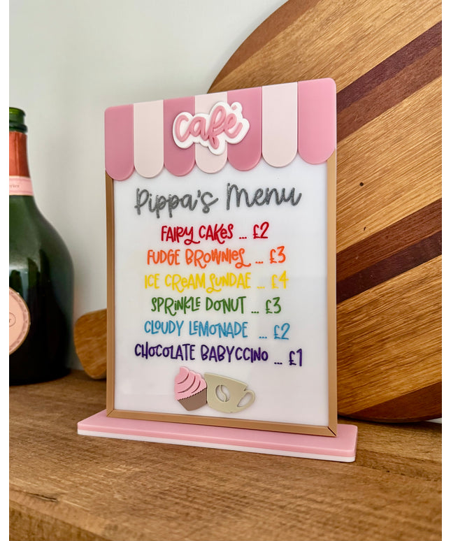Personalised Acrylic Play Kitchen Menu