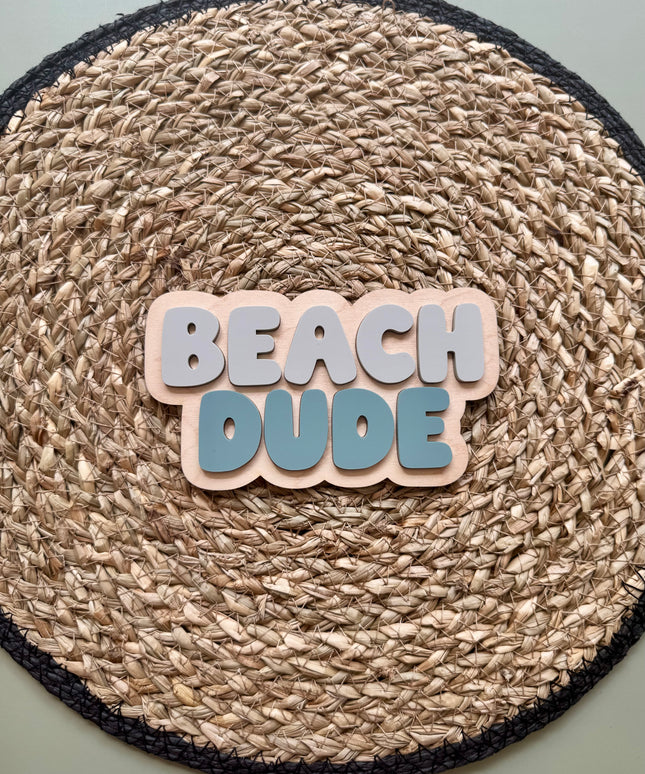 Beach Dude Wall Word Custom Colour