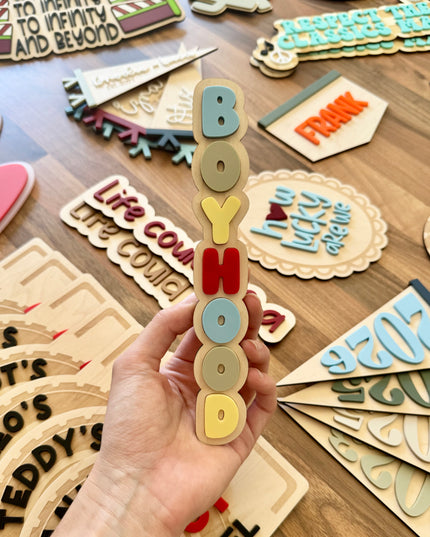 Boyhood Bubble Word Vertical Wall Plaque
