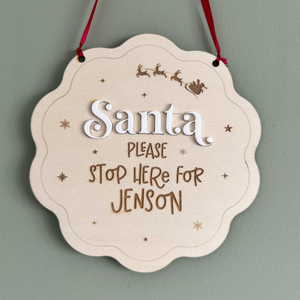 Personalised Santa Stop Here Sign