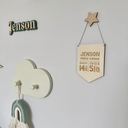 Personalised Birth Stats Mini Pennant Flag