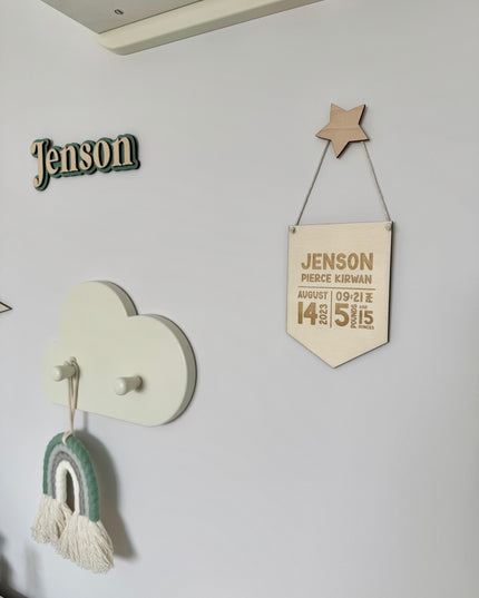 Personalised Birth Stats Mini Pennant Flag