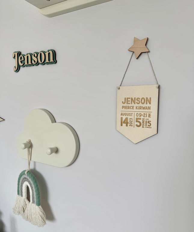 Personalised Birth Stats Mini Pennant Flag