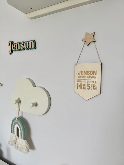 Personalised Birth Stats Mini Pennant Flag