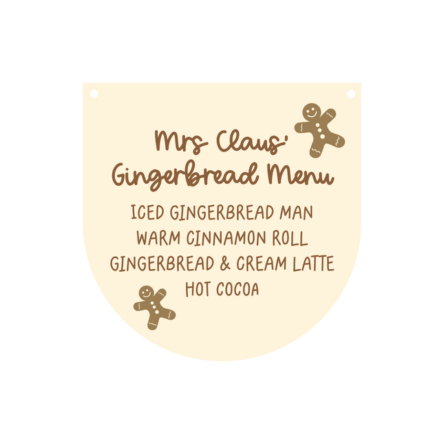 Mrs Claus' Gingerbread Menu Mini Hanging Pennant